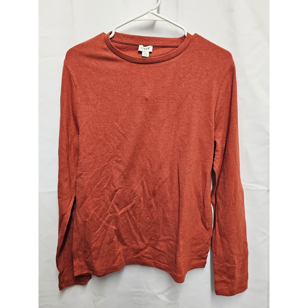 J. Crew Womens XXL Long Sleeve Crewneck T-Shirt Rust Orange Cotton Blend CA961